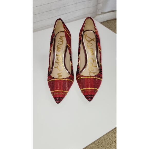 Sam Edelman Hazel Pointed Toe Pumps in Red Multi, sz 8 Wide - Picture 3 of 12